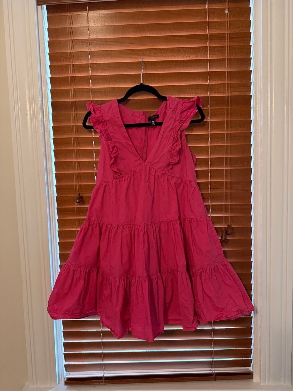 Woman’s size S Aqua Hot Pink Ruffle Tiered Mini Dress